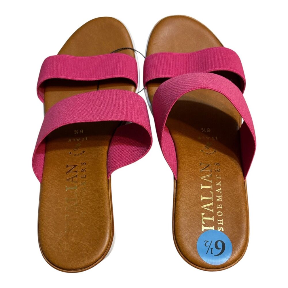 Italian Shoemakers Pink Double Strap Wedge Slide Sandals NWOB Women's 6.5